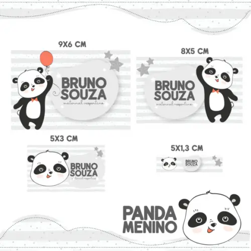 Arquivo Digital Etiqueta Escolar - Panda Menino