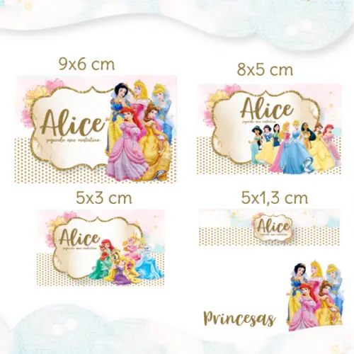 Arquivo digital Etiqueta Escolar - Princesas Disney