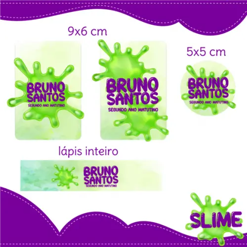 Arquivo digital Etiqueta Escolar - Slime