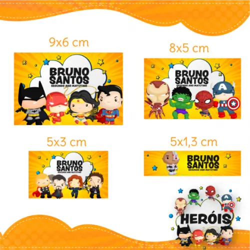 Arquivo digital Etiqueta Escolar - Super Heróis