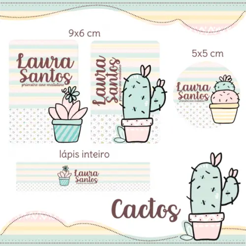 Arquivo Digital Etiqueta Escolar - Cactos