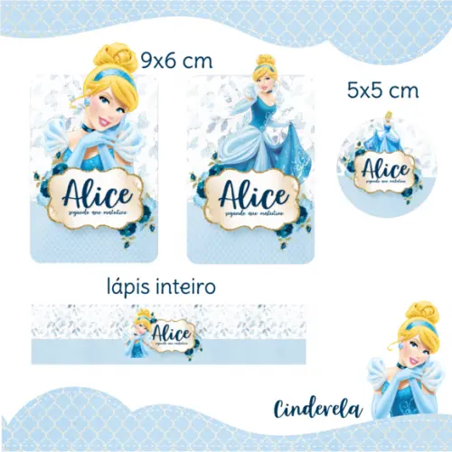 Arquivo digital Etiqueta Escolar - Cinderela