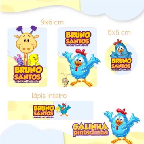 Arquivo Digital Etiqueta Escolar - Galinha Pintadinha