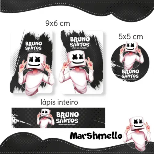 Arquivo Digital Etiqueta Escolar - Marshmello