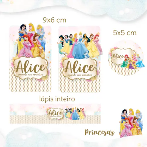 Arquivo digital Etiqueta Escolar - Princesas Disney