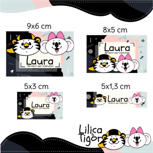 Arquivo Digital Etiqueta Escolar - Ratinha e Tigrinho