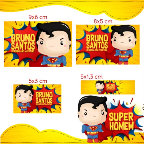Arquivo digital Etiqueta Escolar - Super Homem