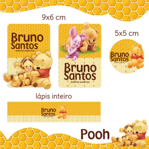 Arquivo Digital Etiqueta Escolar - Ursinho Pooh