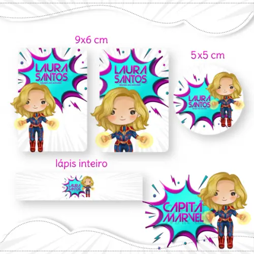 Arquivo digital Etiqueta Escolar - Capitã Marvel