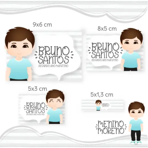 Arquivo Digital Etiqueta Escolar - Menino Moreno