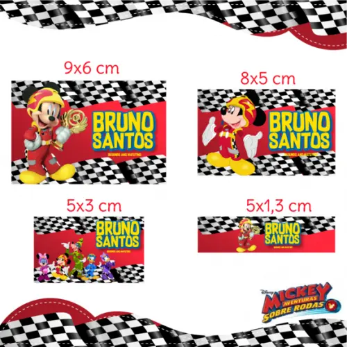 Arquivo digital Etiqueta Escolar - Mickey Sobre Rodas