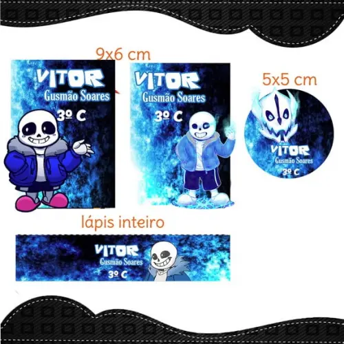 Arquivo digital Etiqueta Escolar - Sans Undertale