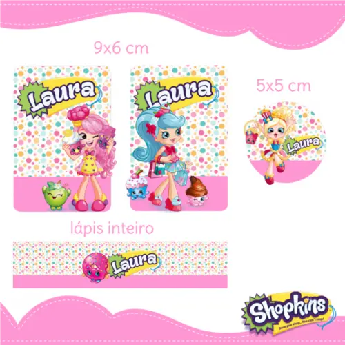 Arquivo digital Etiqueta Escolar - Shopkins