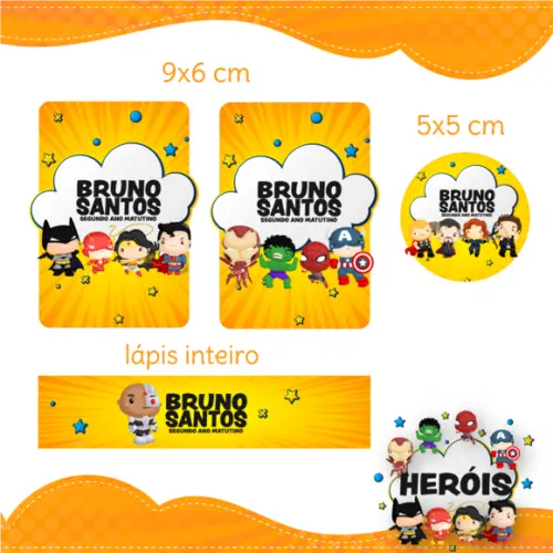 Arquivo digital Etiqueta Escolar - Super Heróis