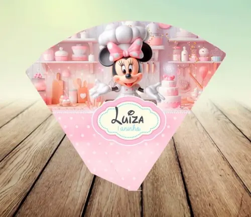Arte Digital - Cone para Pipoca - Minnie Confeiteira