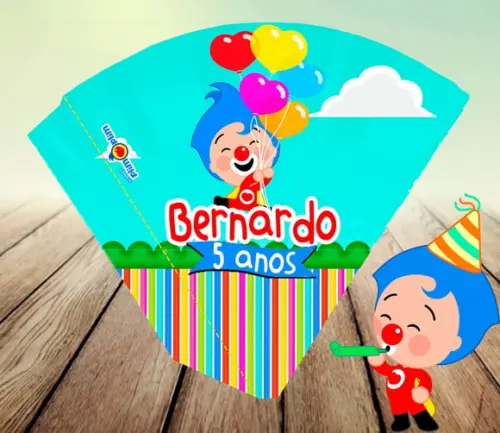 Arte Digital - Cone para Pipoca - Palhaço Plim Plim
