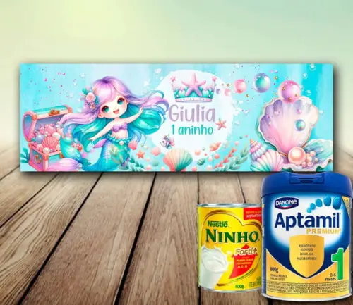 Arte Digital - Lata de Leite - Fundo do Mar/ Sereia