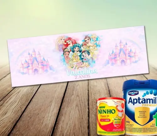 Arte Digital - Lata de Leite - Princesas Disney Aquarela