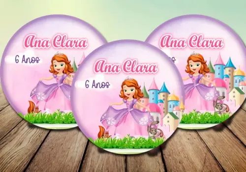 Arte Digital p/ Adesivo Latinha e Tubete - Princesa Sofia
