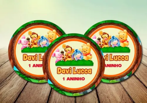 Arte Digital Redonda - Ursinho Pooh Baby