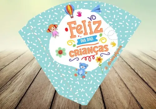 Arte Digital- Cone para Pipoca - Dia das Crianças