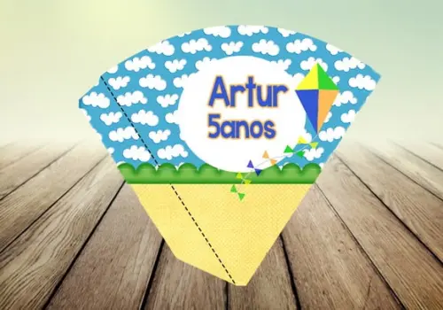 Arte Digital- Cone para Pipoca - Pipa