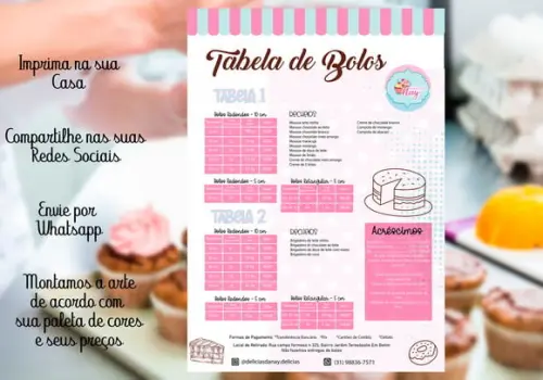 Tabela de Preço Bolos ( Arte Digital)