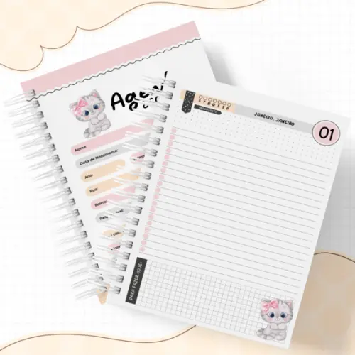 Agenda Escolar 2026 - Gatinho (1dpp)