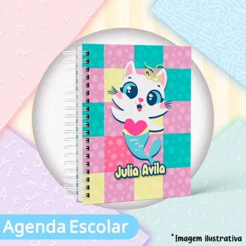 Agenda Escolar Datada 2026 - Gatinha Sereia Puket 03