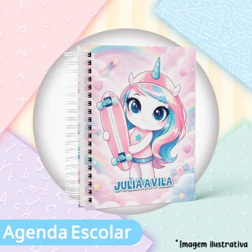 Agenda Escolar Datada 2026 - Unicornio Skate