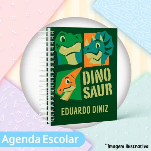 Agenda Escolar ou Baby Datada 2026 - Dino Trio Puket