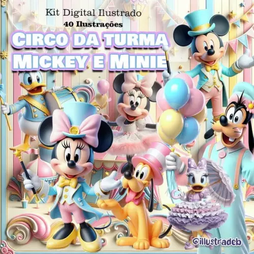 Kit Digital - Clip Art - Circo Candy Mickey e Minnie