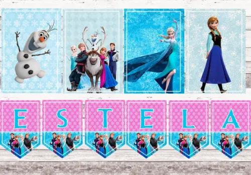 Kit Digital Bandeirolas/ Painel - Frozen