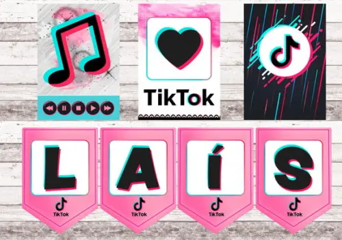 Kit Digital Bandeirolas/ Painel - Tik Tok