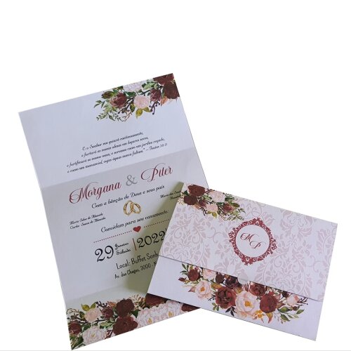 Convite Casamento - Floral (FAZEMOS QUALQUER MODELO)