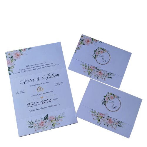 Convite Casamento - Floral (FAZEMOS QUALQUER MODELO)
