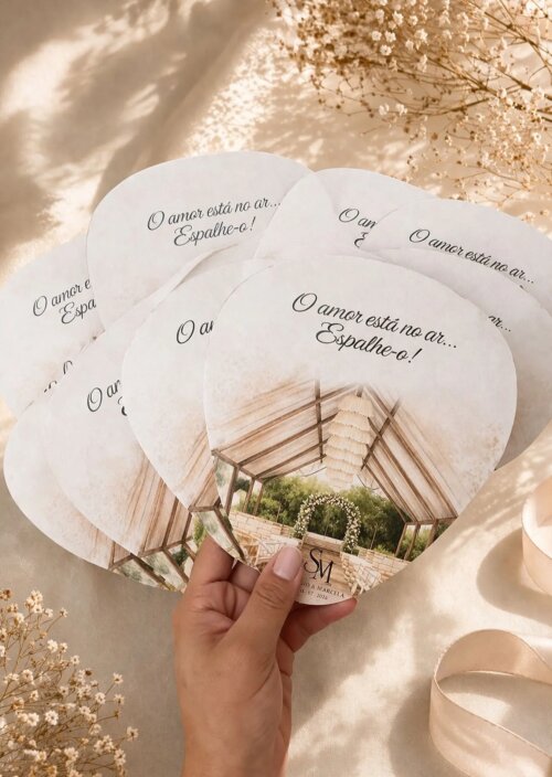 Ventarola | Leque para casamento personalizado (QUALQUER ARTE)