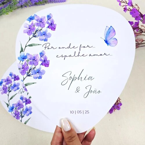 Ventarola | Leque para casamento personalizado (QUALQUER ARTE)