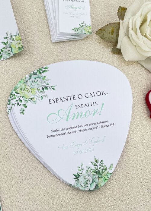 Ventarola | Leque para casamento personalizado (QUALQUER ARTE)