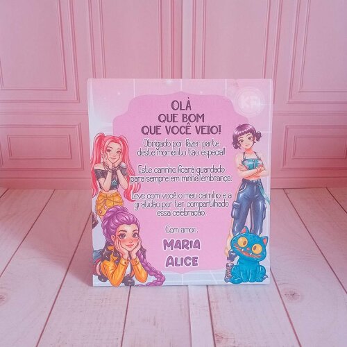 Kit Plaquinhas de Agradecimento de Mesa Guerreiras do K-Pop