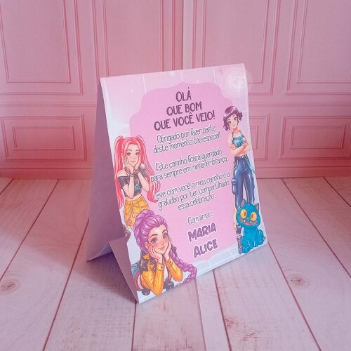Kit Plaquinhas de Agradecimento de Mesa Guerreiras do K-Pop