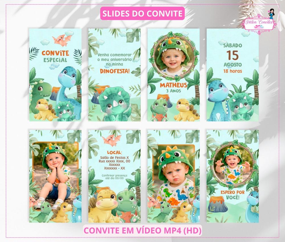 Convite em Vídeo Animado Dino baby