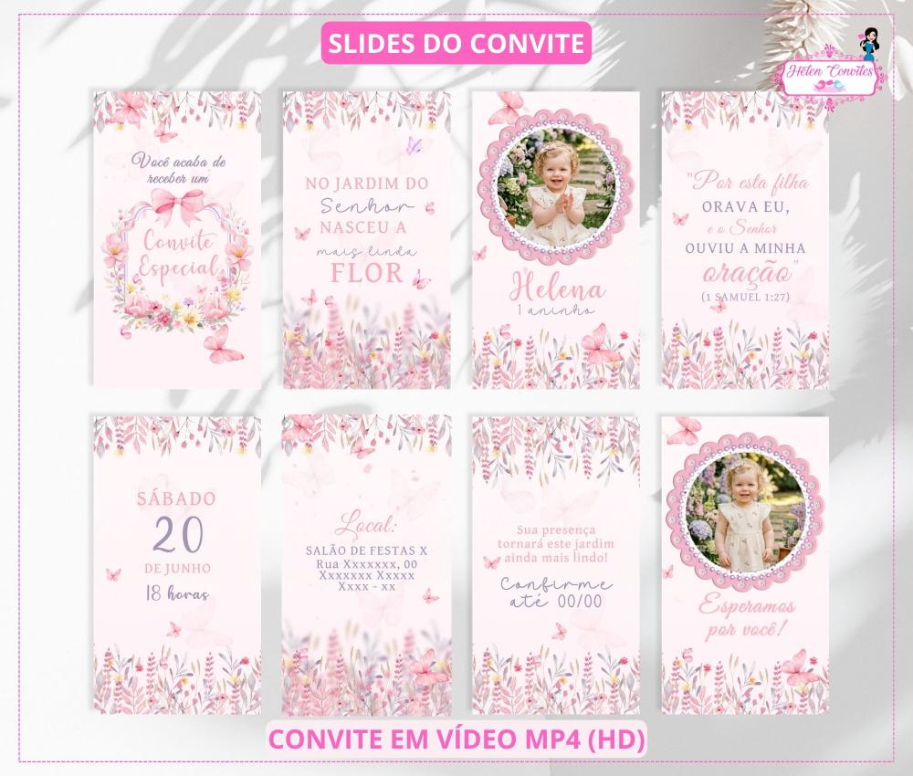 Convite em Vídeo Animado Jardim das Borboletas ou Benção