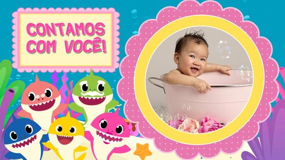 Convite Animado Baby Shark Menina