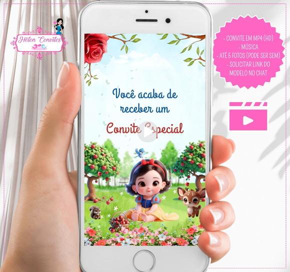 Convite Animado Branca de Neve Baby