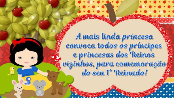 Convite Animado Branca de Neve Cute