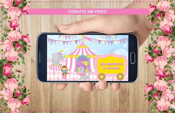 Convite Animado Circo Rosa