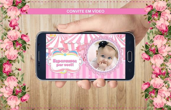 Convite Animado Circo Rosa