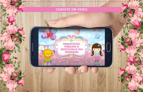 Convite Animado Circo Rosa
