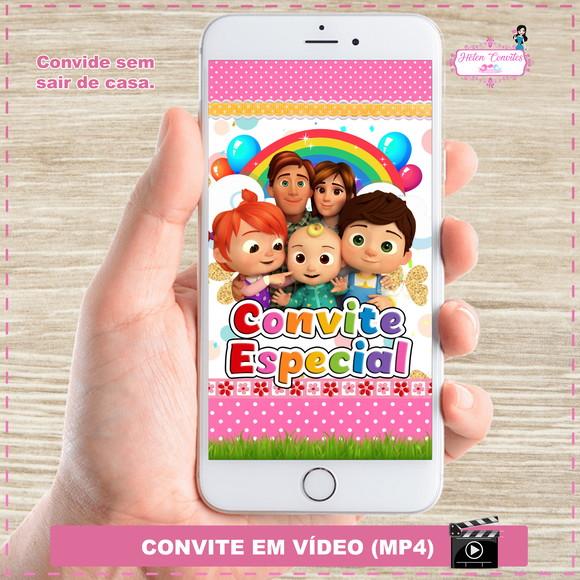 Convite Animado Cocomelon Menina